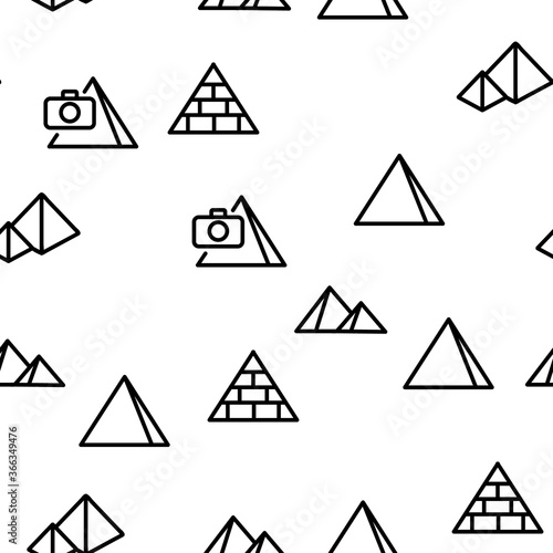 Pyramid Attraction Vector Seamless Pattern Thin Line Illustration