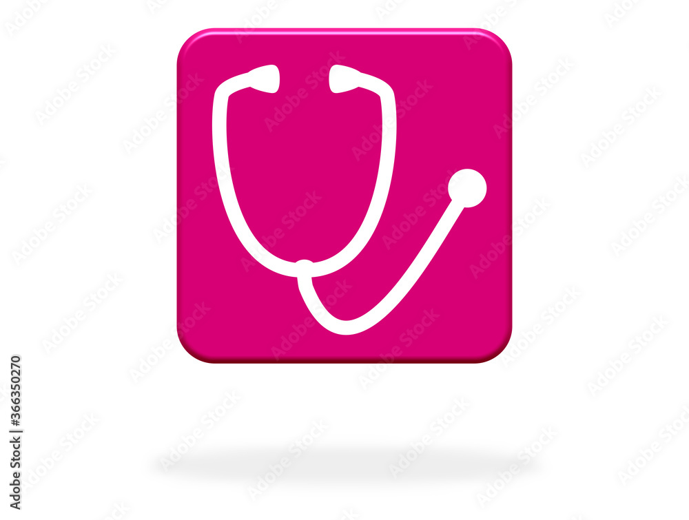 Pinker Button mit Schatten zeigt: Stethoskop - Doktor Pinker Button mit Schatten zeigt: Stethoskop - Doktor