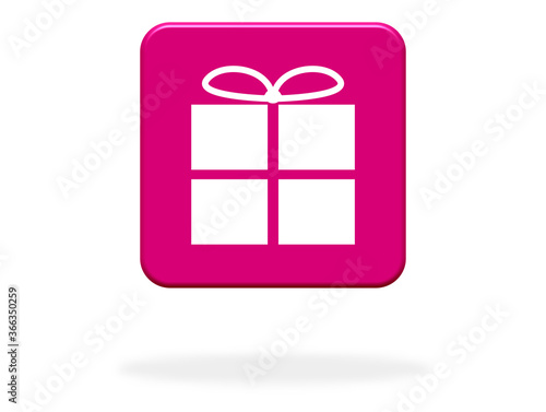 Pinker Button mit Schatten zeigt: Geschenk - Überraschung