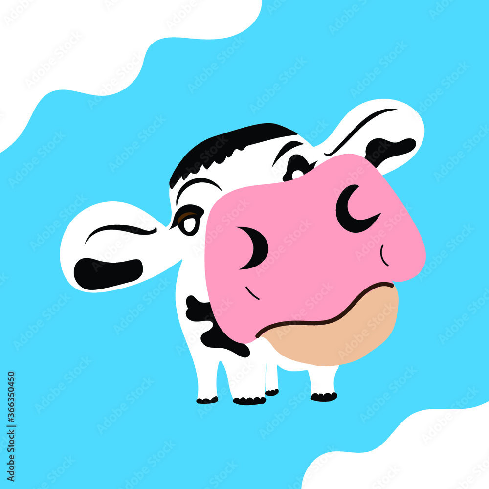 Obraz premium Cute Cow Simple Vector Illustration 