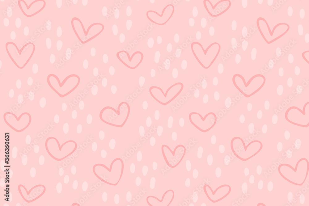 Vector pattern with hand drawn hearts and dots. Cute background for Valentine's Day Vector pattern with hand drawn hearts and dots. Cute background for Valentine's Day