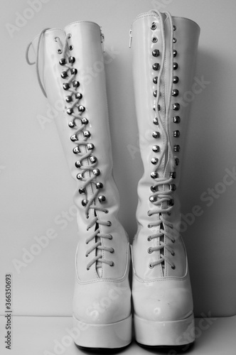 high patent leather lace-up boots for women photo