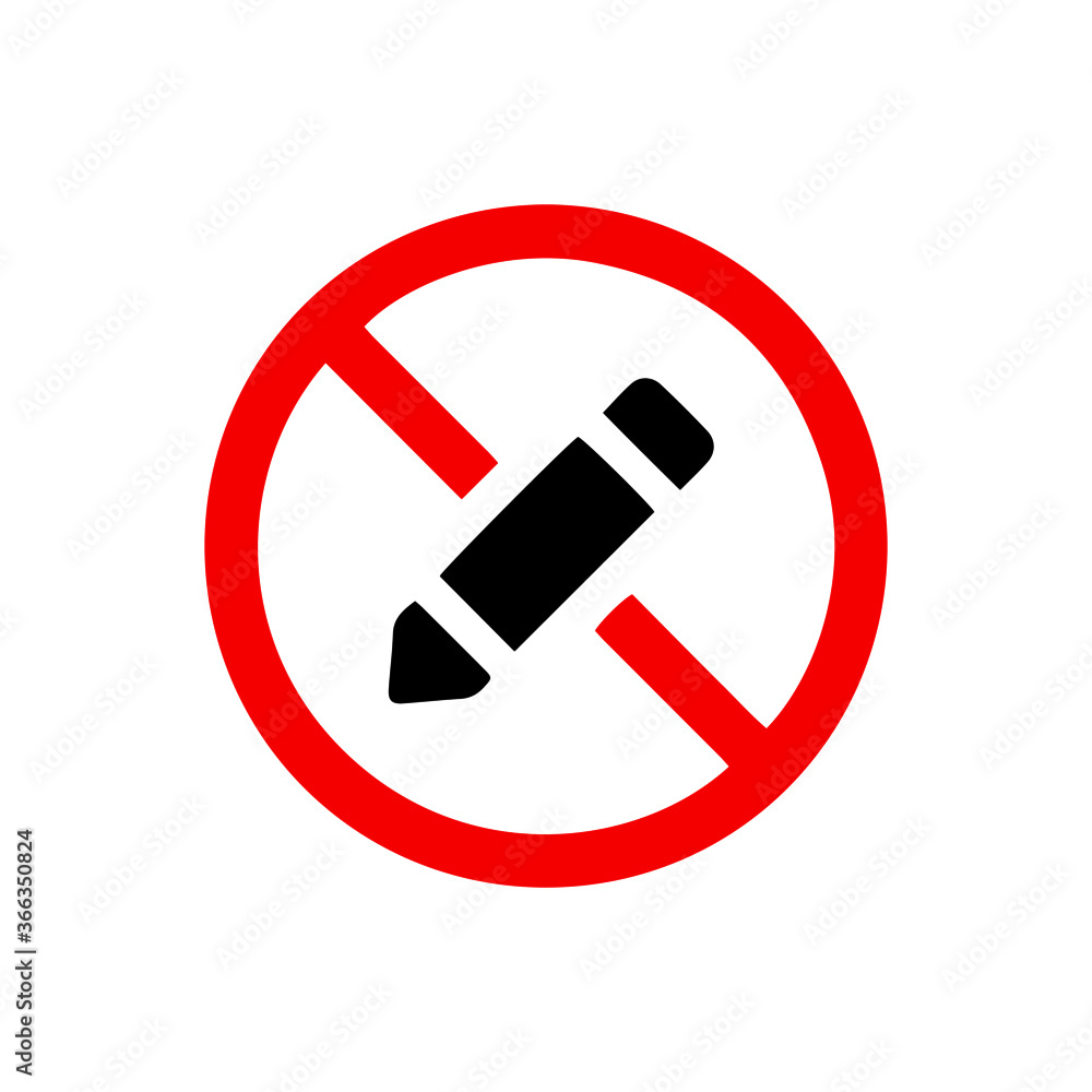 vector illusion icon of prohibited Pencil with red circle and glyph icon vector illusion icon of prohibited Pencil with red circle and glyph icon