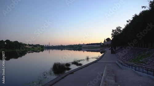 morning in the city near the river summer