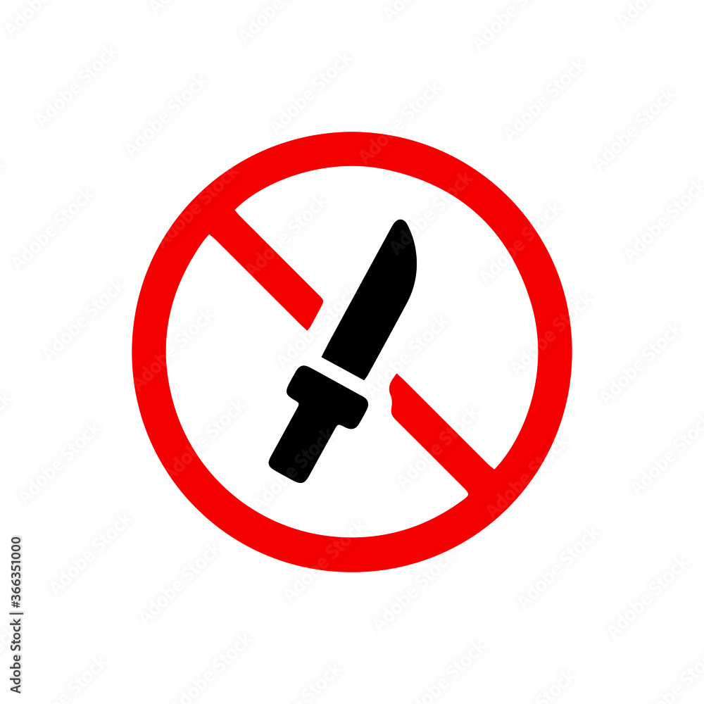 vector illusion icon of prohibited Knife with red circle and glyph icon vector illusion icon of prohibited Knife with red circle and glyph icon