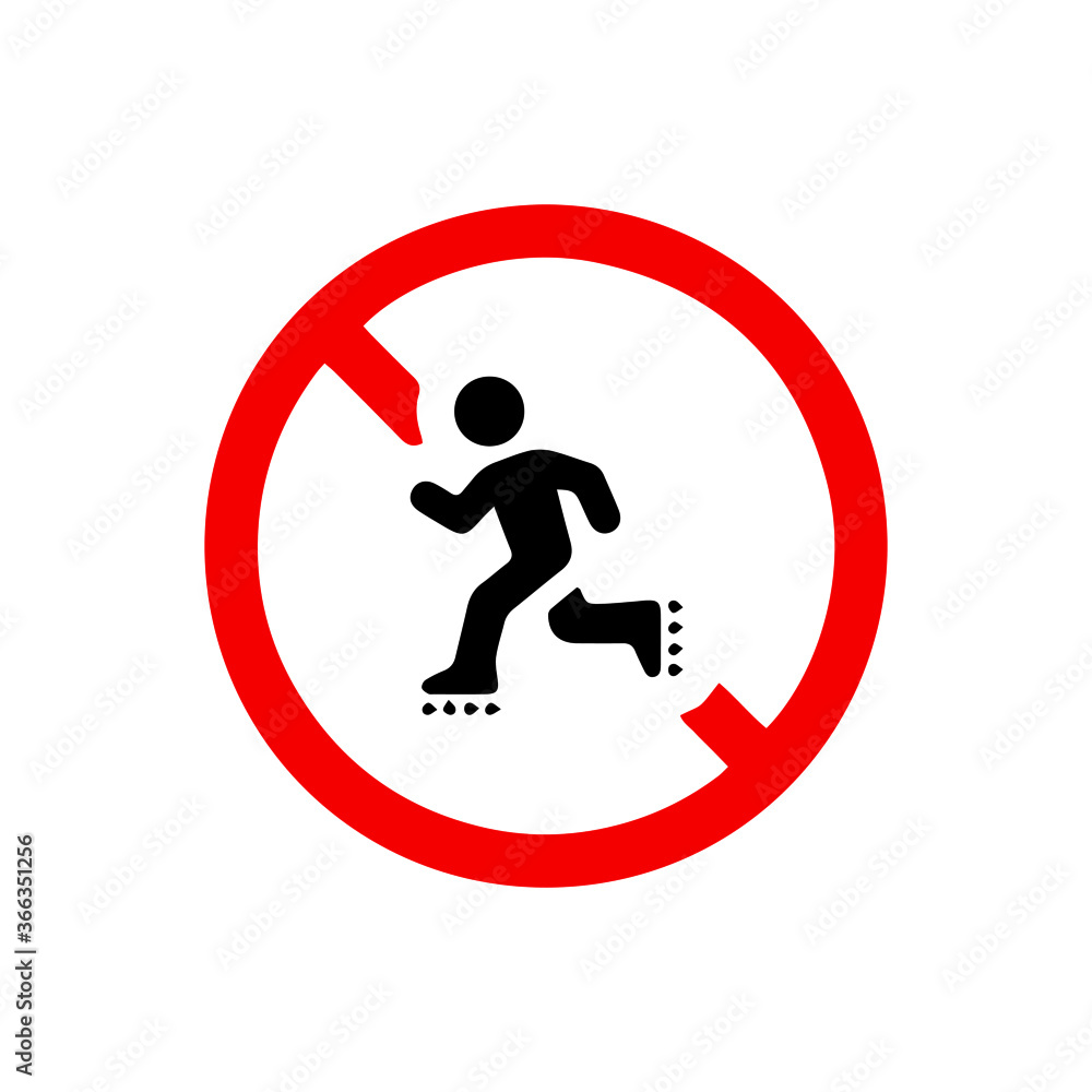vector illusion icon of prohibited Skating with red circle and glyph icon vector illusion icon of prohibited Skating with red circle and glyph icon