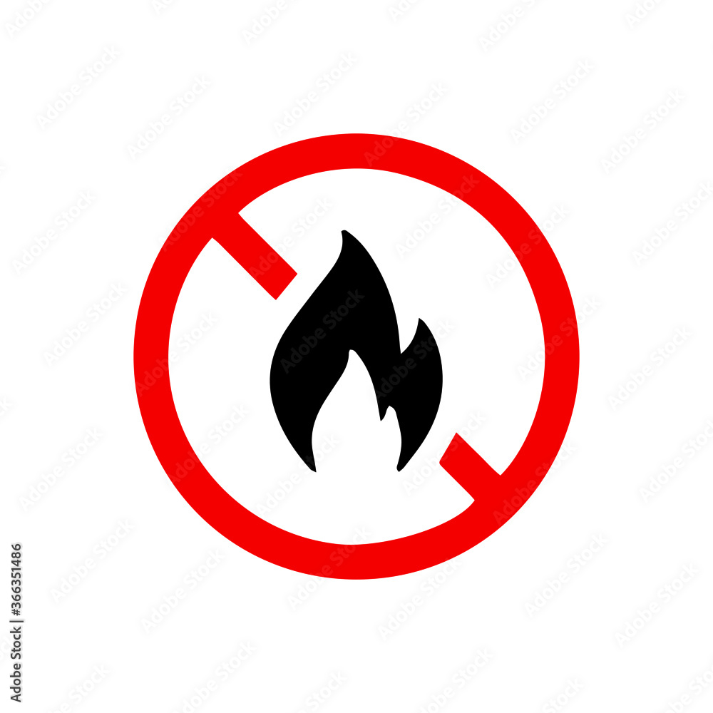 vector illusion icon of prohibited Fire with red circle and glyph icon vector illusion icon of prohibited Fire with red circle and glyph icon