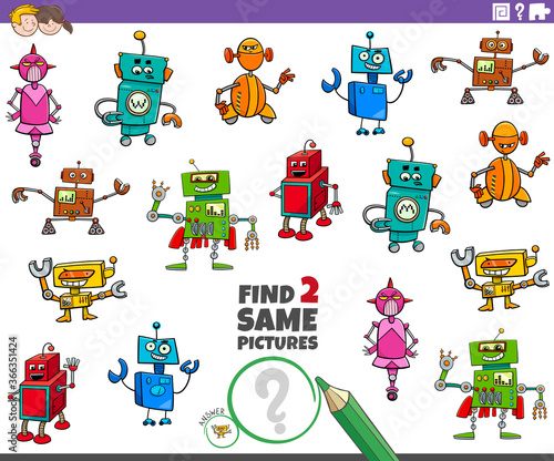 find two same robot characters game for children