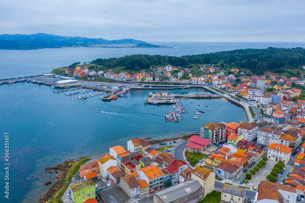 Aerial view of Camariñas town in Galicia Spain