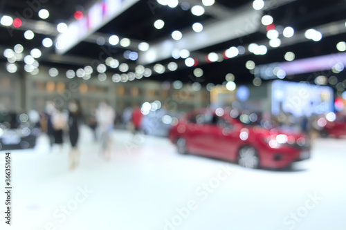 Blurred visitor in motor show exhibition on Bangkok, Thailand