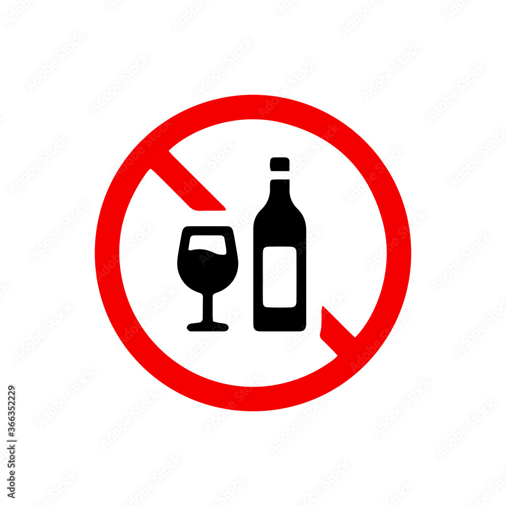vector illusion icon of prohibited Drink alcohol with red circle and glyph icon vector illusion icon of prohibited Drink alcohol with red circle and glyph icon