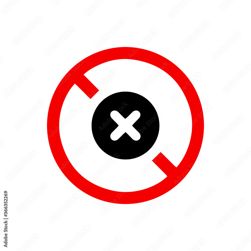 vector illusion icon of prohibited Cross circle with red circle and glyph icon vector illusion icon of prohibited Cross circle with red circle and glyph icon