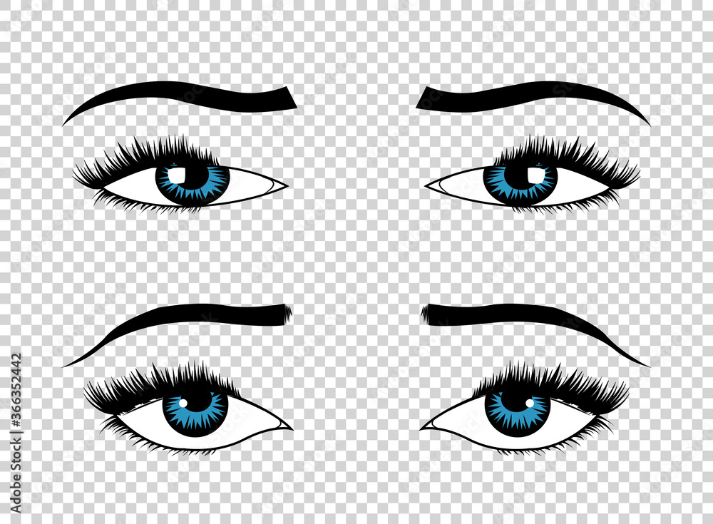 Fototapeta premium Vector eyes. Hand drawn female luxury eye with perfectly shaped eyebrows and full eyelashes. The perfect look. Health glamour design