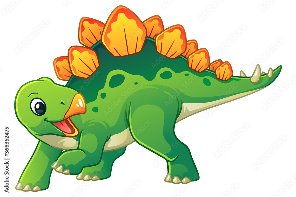 Fototapeta premium Little Stegosaurus Cartoon Illustration