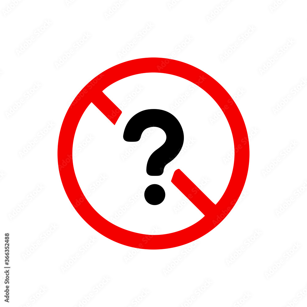 vector illusion icon of prohibited Question with red circle and glyph icon vector illusion icon of prohibited Question with red circle and glyph icon