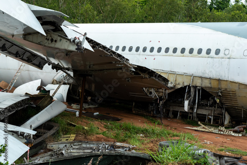 Photography Airplane crash scene on the ground.