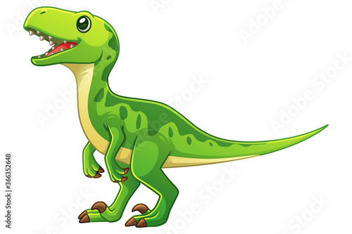 Little Velociraptor Cartoon Illustration © mikailain