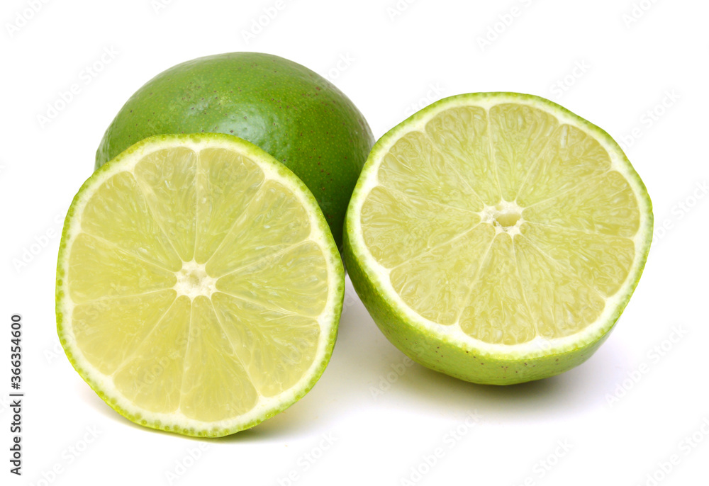 Fresh ripe lime isolated on white background