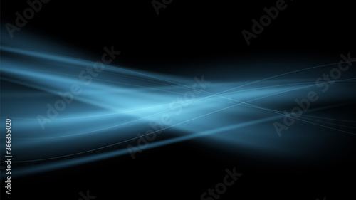 Vector abstract background with blue streams of air on a black background. Blue magic flame. Luminous wave.