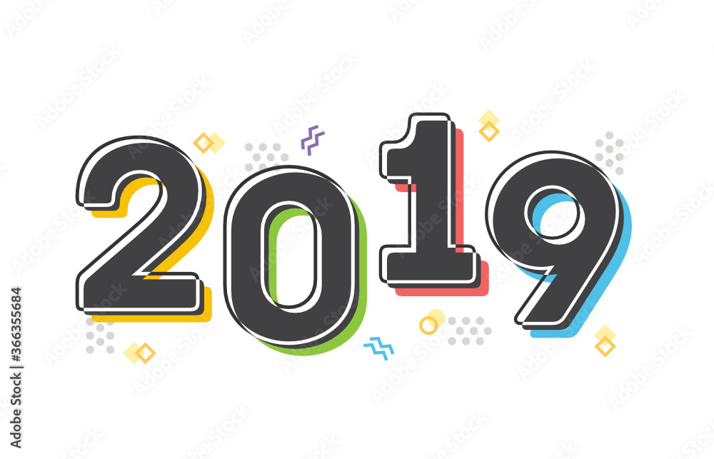 2019 New Years, Retro 2019 Year Vector Illustation Background 2019 New Years, Retro 2019 Year Vector Illustation Background