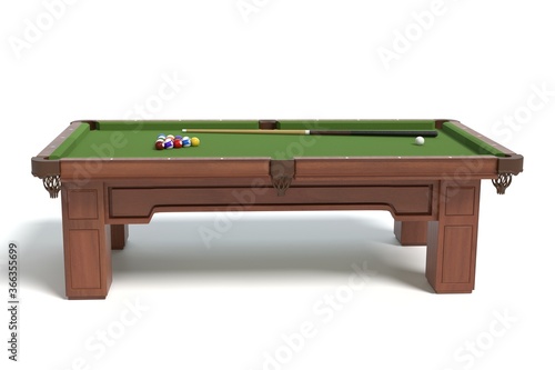 3d illustration of a pool table
