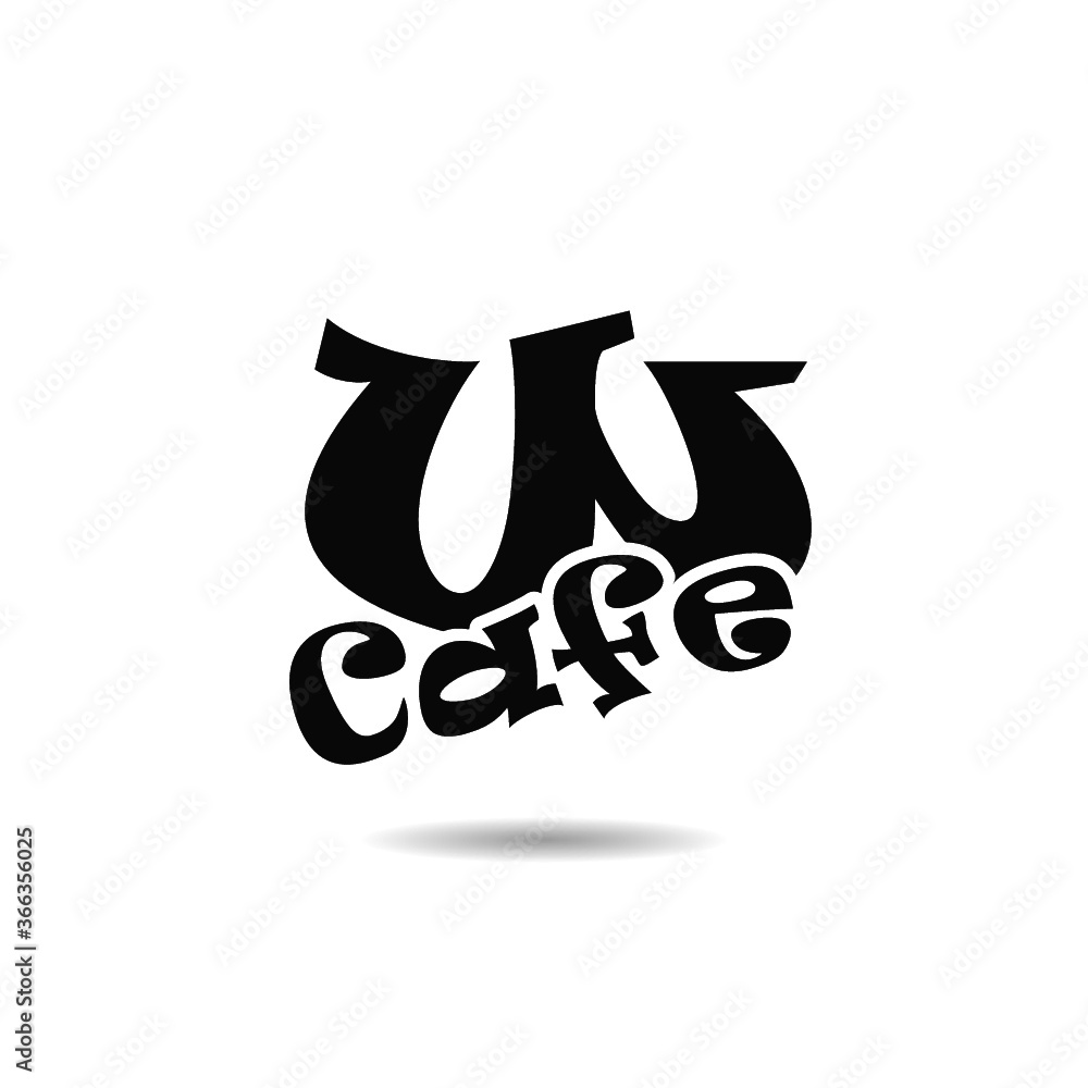 W cafe letter logo with shadow W cafe letter logo with shadow