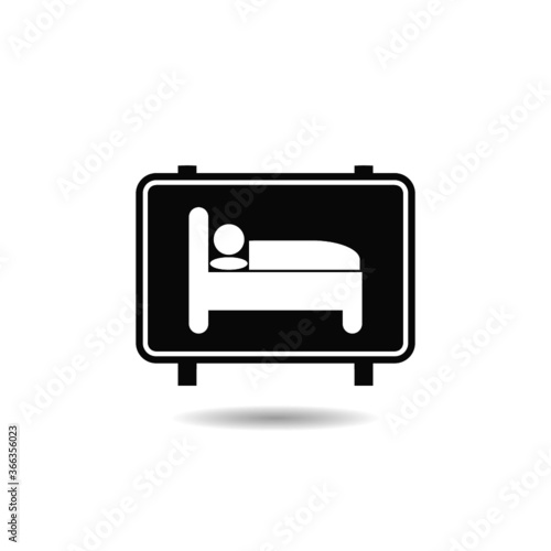 Bed icon sign with shadow