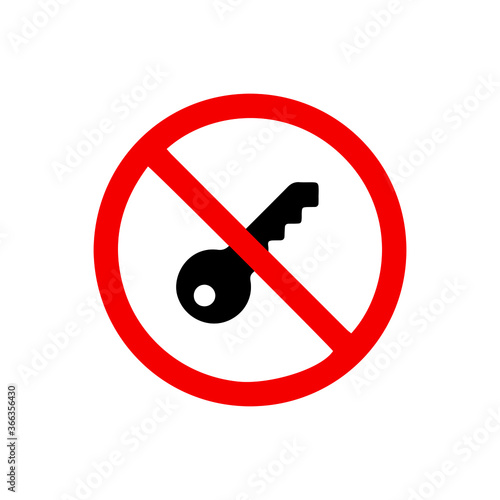 vector illusion icon of prohibited Key with red circle on glyph icon