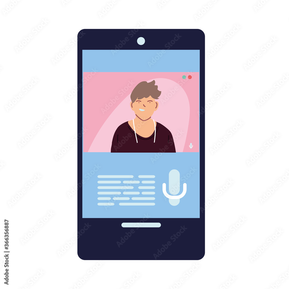 american man in smartphone in video chat vector design american man in smartphone in video chat vector design