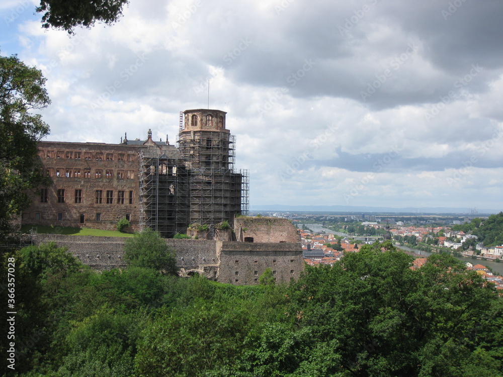 Heidelberger Schloss mit Gerüst