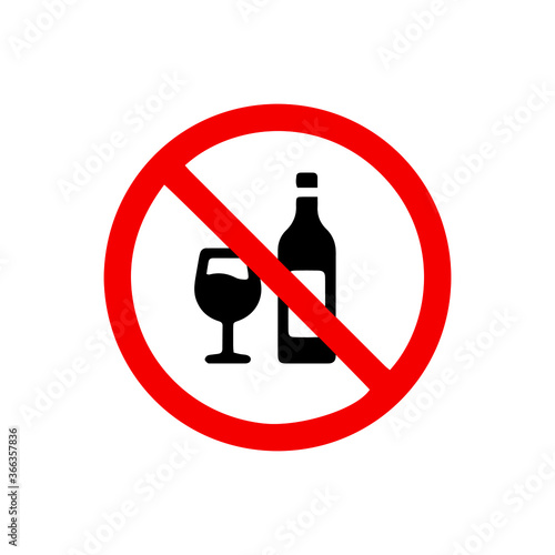 vector illusion icon of prohibited Drink alcohol with red circle on glyph icon