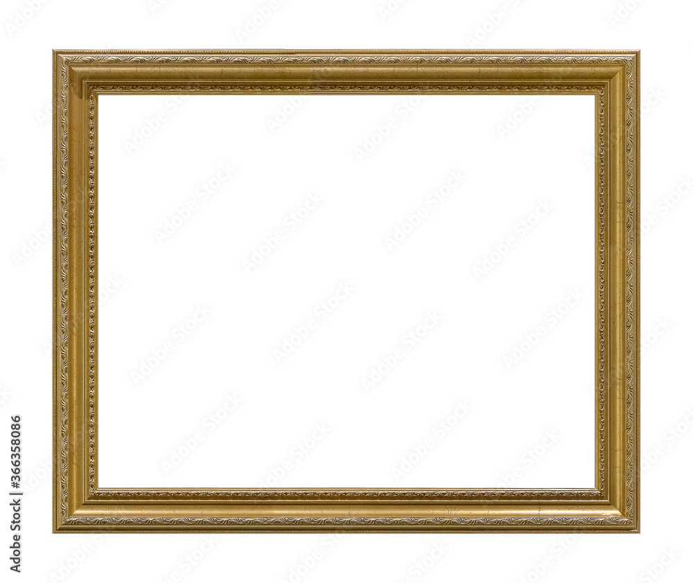 Golden frame for paintings, mirrors or photo isolated on white background Golden frame for paintings, mirrors or photo isolated on white background