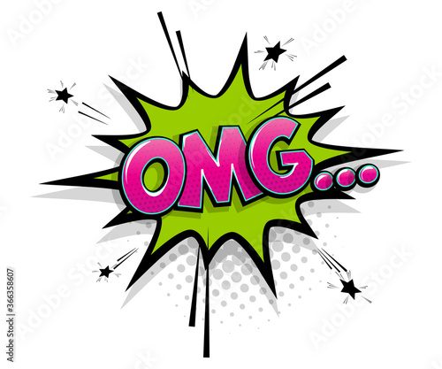 Comic omg text speech bubble pop art style