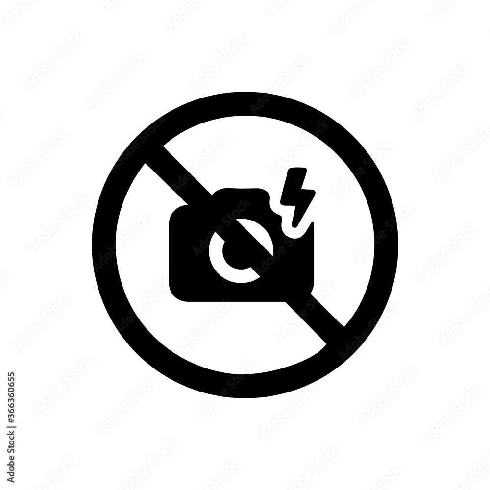 vector illusion icon of prohibited Camera flash with black circle on glyph icon vector illusion icon of prohibited Camera flash with black circle on glyph icon