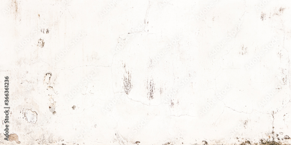 Fototapeta premium Empty interior for design, Panorama old concrete white wall crack. Dirty cement wall texture and background.