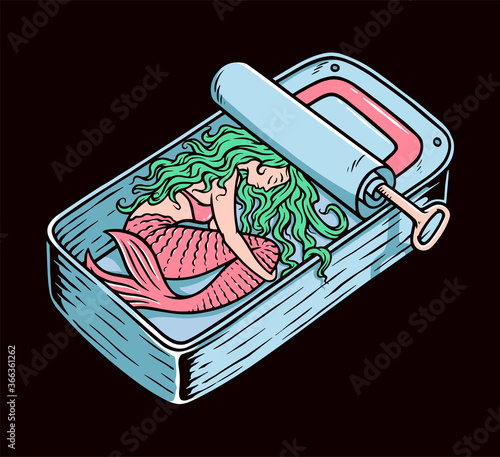 mermaid in a can vector illustration