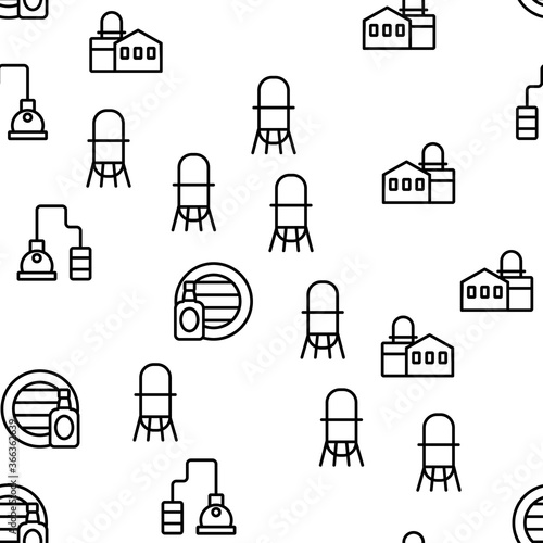 Whisky Alcoholic Drink Vector Seamless Pattern Thin Line Illustration