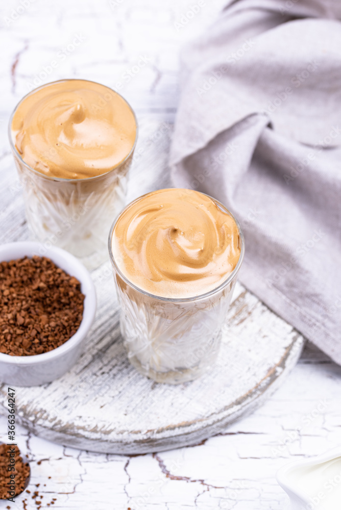 Dalgona whipped coffee with milk Dalgona whipped coffee with milk
