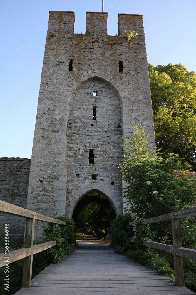Way to historic city wall of Visby on Gotland, Sweden Way to historic city wall of Visby on Gotland, Sweden