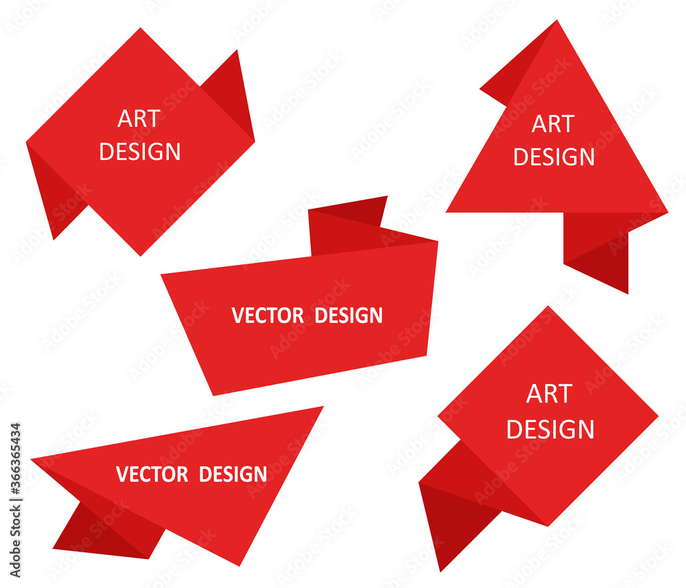 Five origami label designs, speech footnote concept. Vector Five origami label designs, speech footnote concept. Vector
