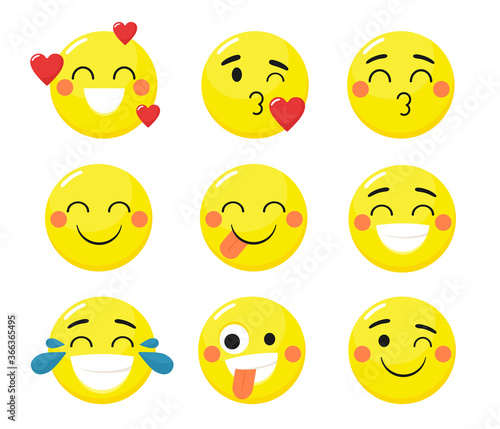 A set of funny emoticons. Vector isolates, volumetric 3d.
