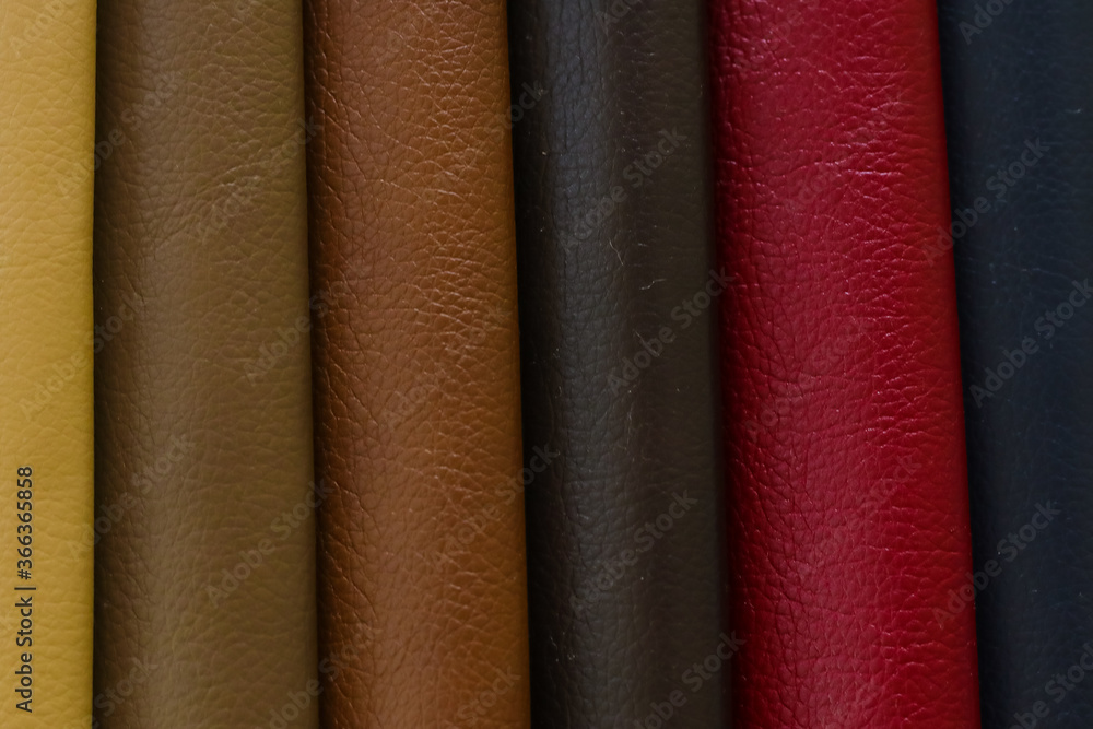 Colorful leather samples as background, close up Colorful leather samples as background, close up