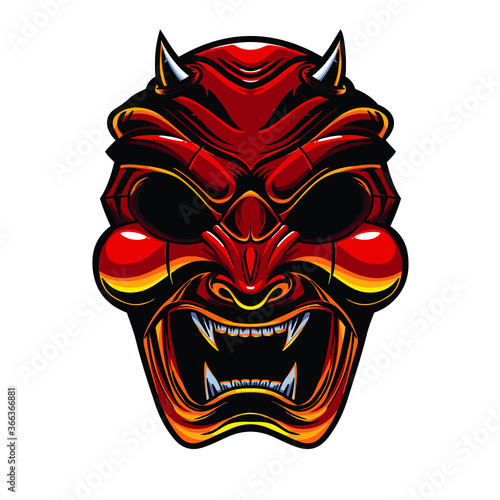 devil samurai  mask illustration