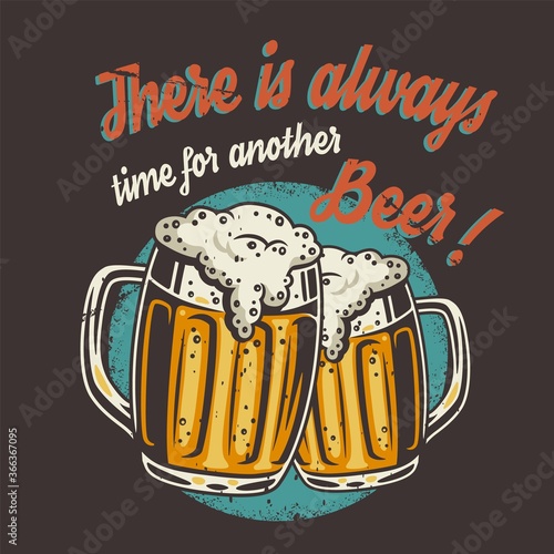 T-shirt colored print with beer mug with foam