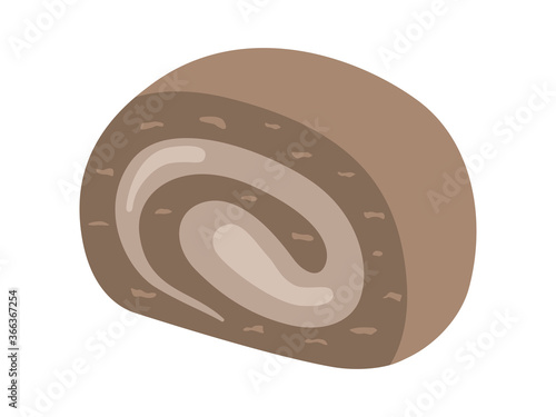 カットされたチョコレートロールケーキのイラスト