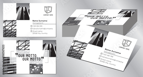 Business card template (85x55 mm) - modern office buildings, skyscrapers photo