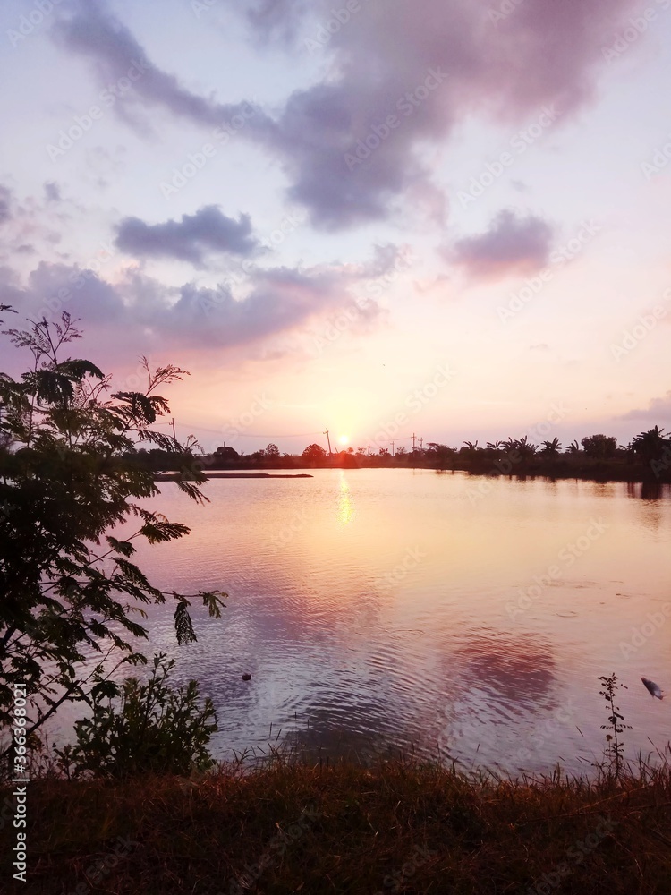 sunset over the river