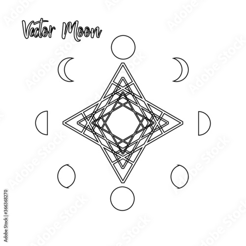 Vector set of different moon phases