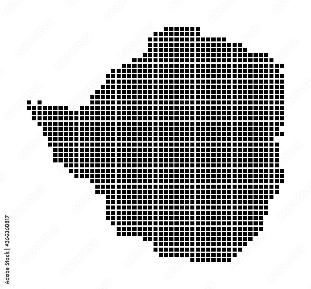 Zimbabwe map. Map of Zimbabwe in dotted style. Borders of the country filled with rectangles for your design. Vector illustration.