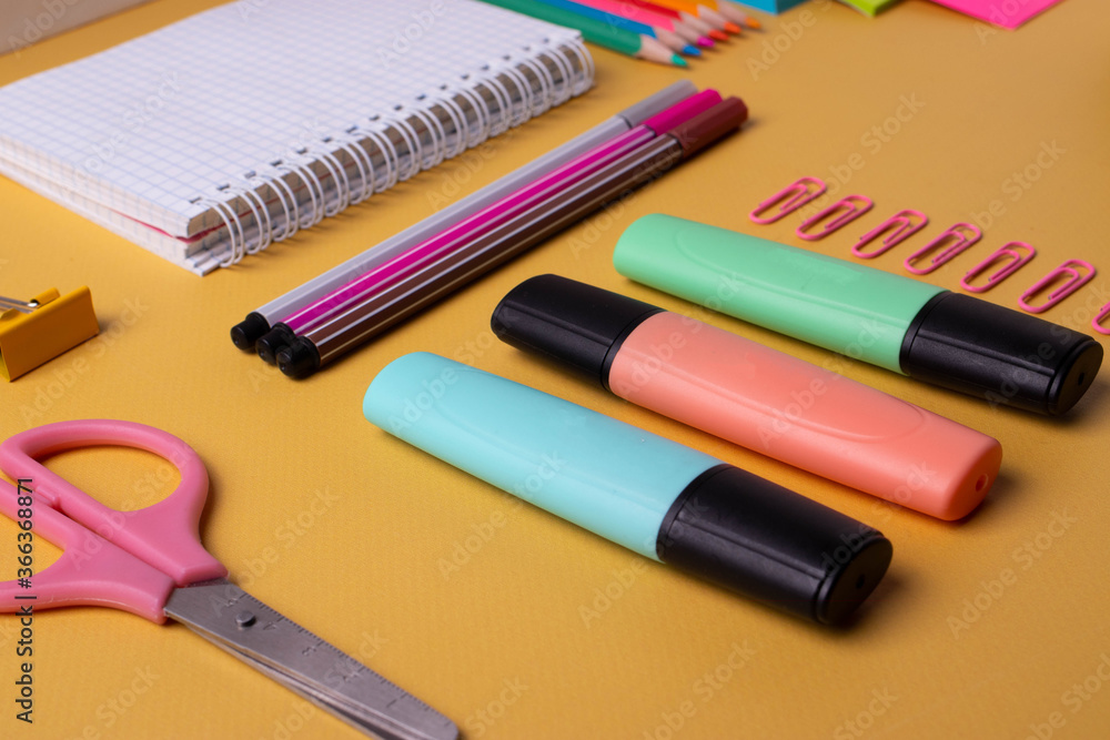 student's or office desk with stationary student's or office desk with stationary